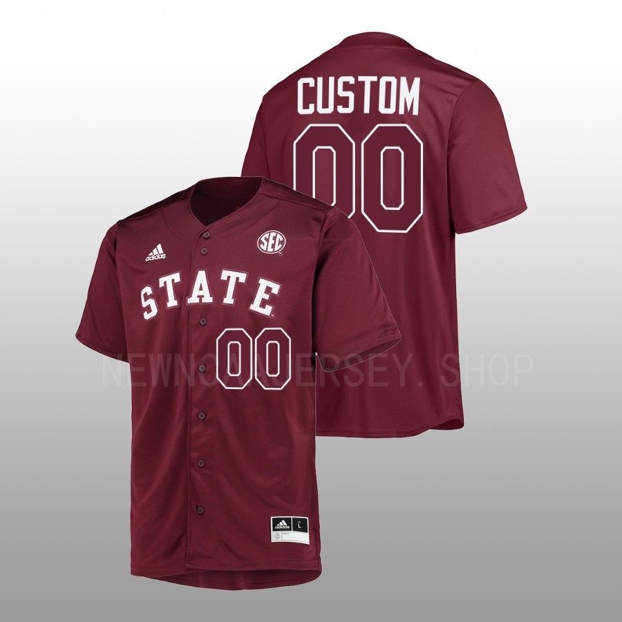 Mississippi State Bulldogs Custom Men Maroon College Baseball Button-Up Jersey
