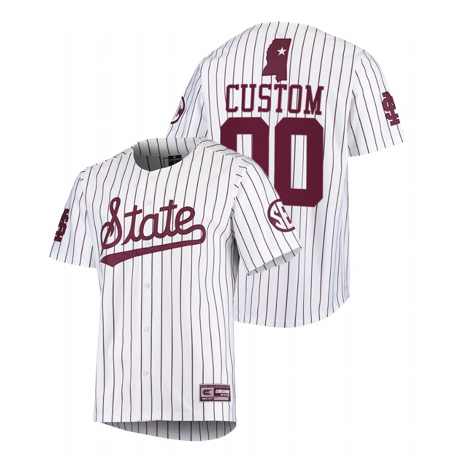 Mississippi State Bulldogs Custom Men White College Baseball Jersey