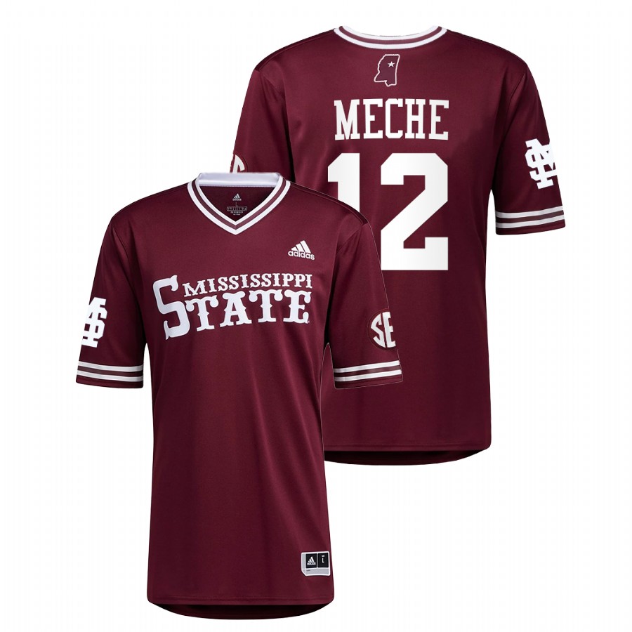 Mississippi State Bulldogs Davis Meche Men Maroon College Baseball Jersey