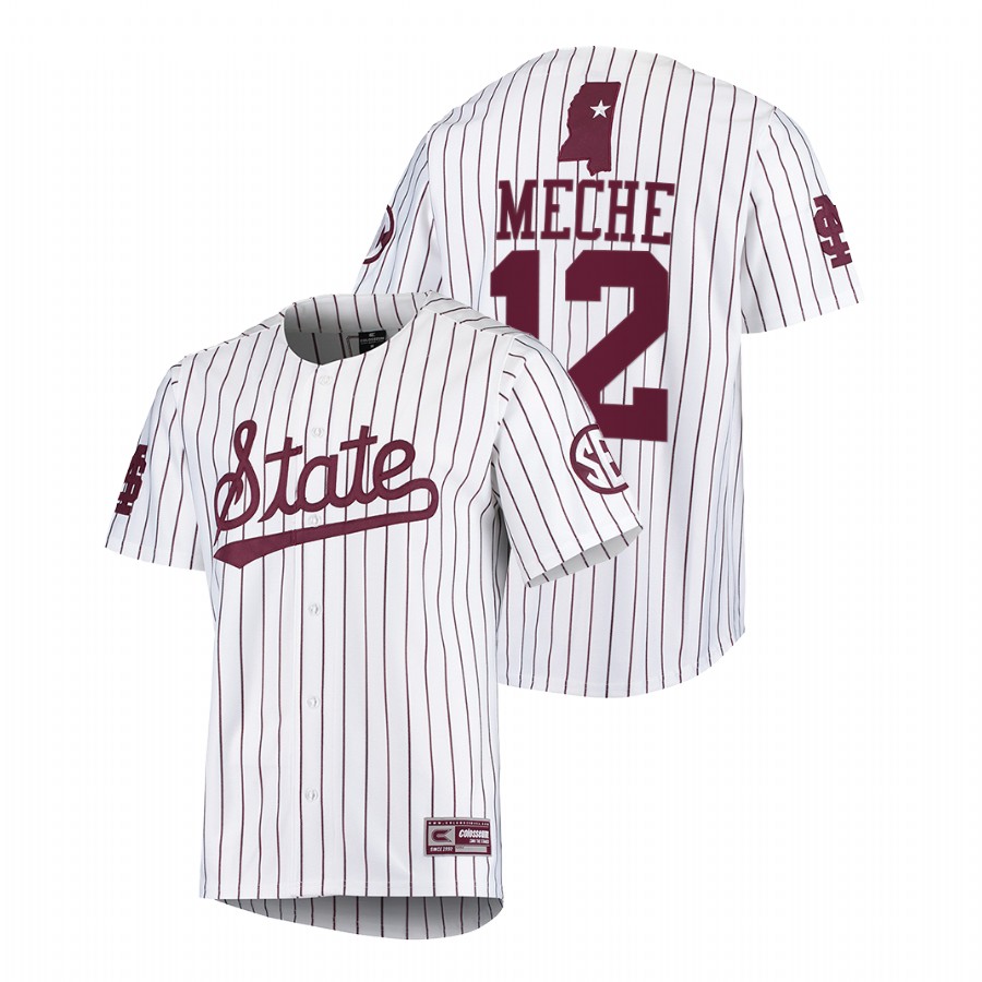 Mississippi State Bulldogs Davis Meche Men White College Baseball Jersey