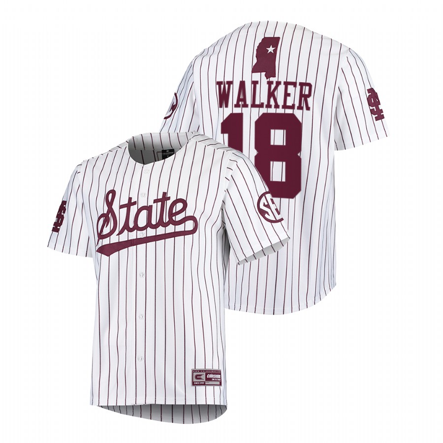 Mississippi State Bulldogs Jack Walker Men White College Baseball Jersey