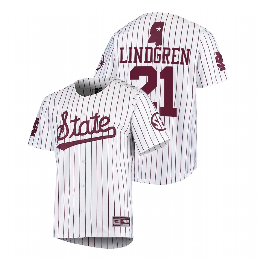 Mississippi State Bulldogs Jacob Lindgren Men White College Baseball Alumni Jersey