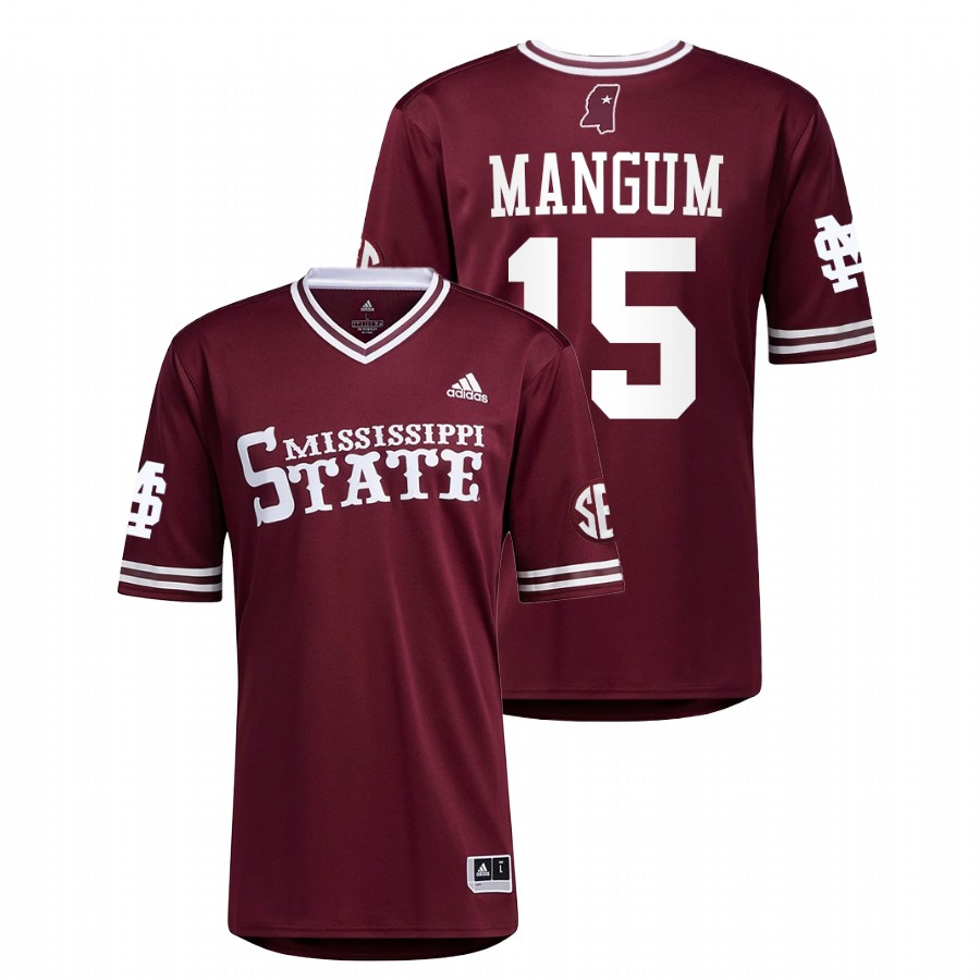 Mississippi State Bulldogs Jake Mangum Men Maroon College Baseball Alumni Jersey