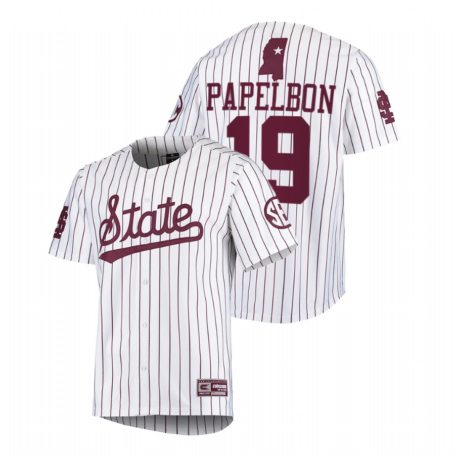 Mississippi State Bulldogs Jonathan Papelbon Men White College Baseball Alumni Jersey