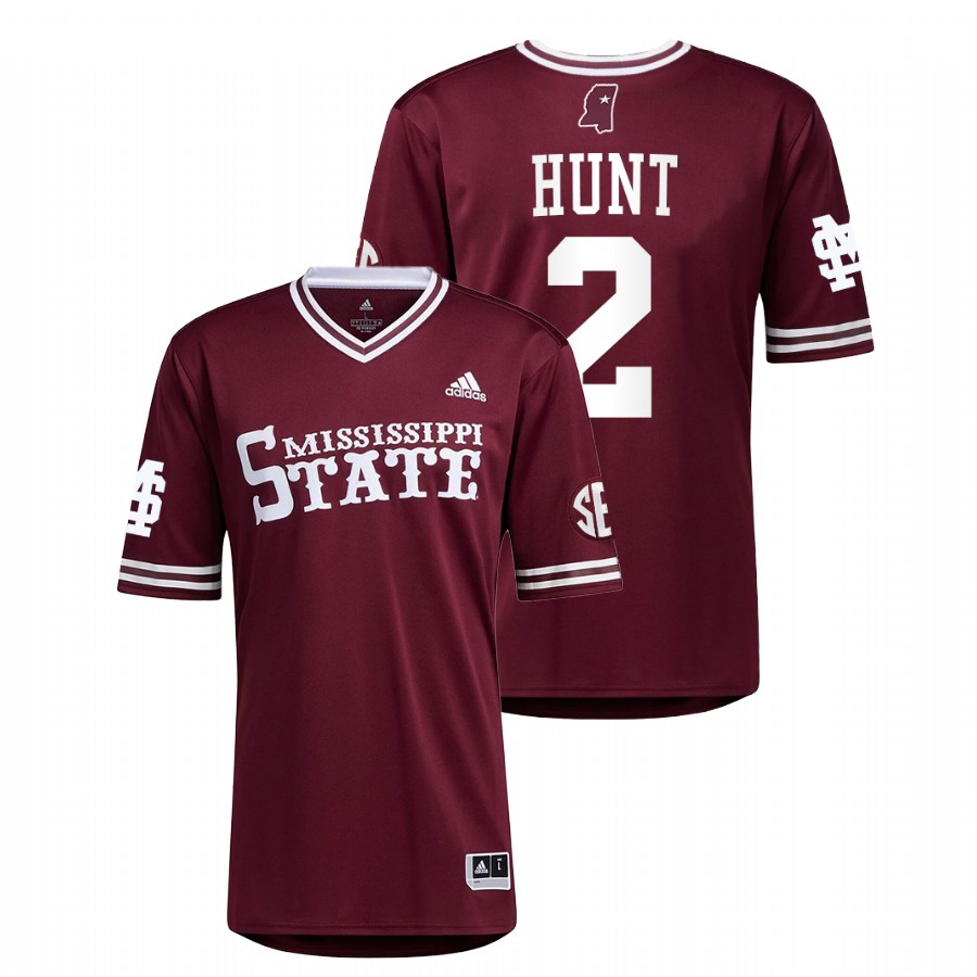 Mississippi State Bulldogs KC Hunt Men Maroon College Baseball Jersey