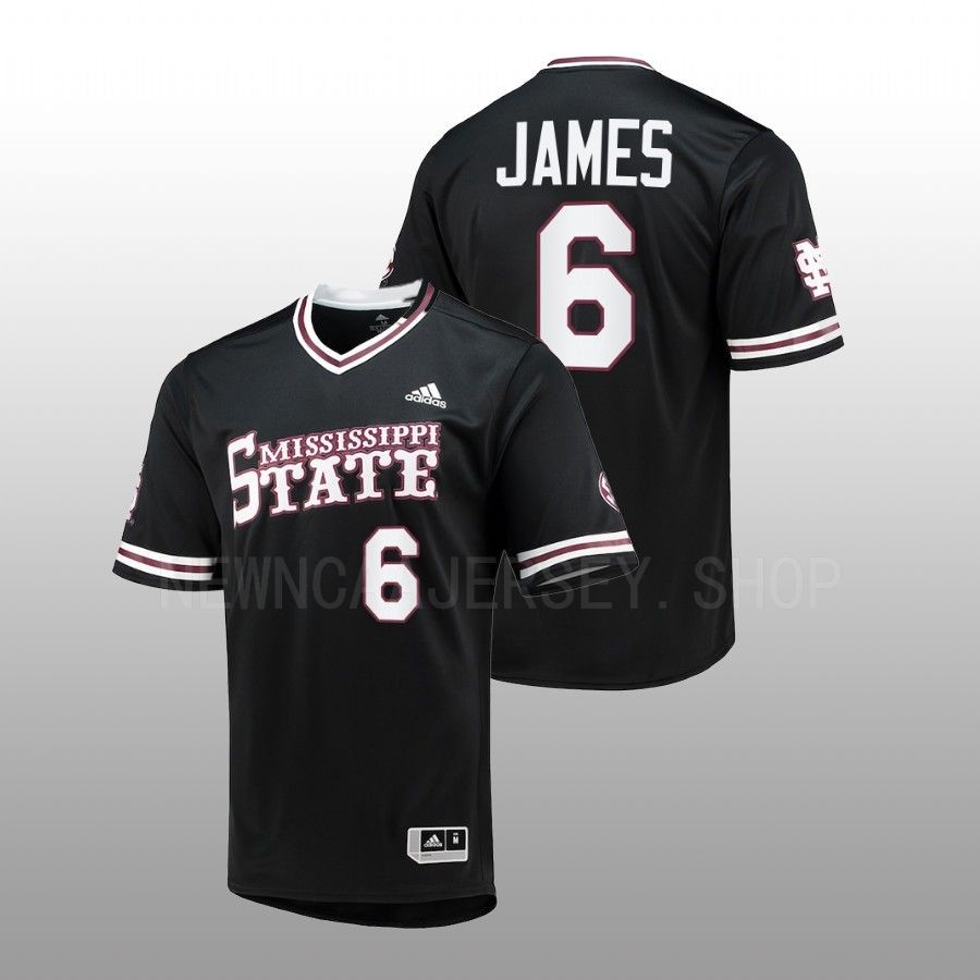 Mississippi State Bulldogs Kamren James Men Black College Baseball Replica V-Neck Jersey