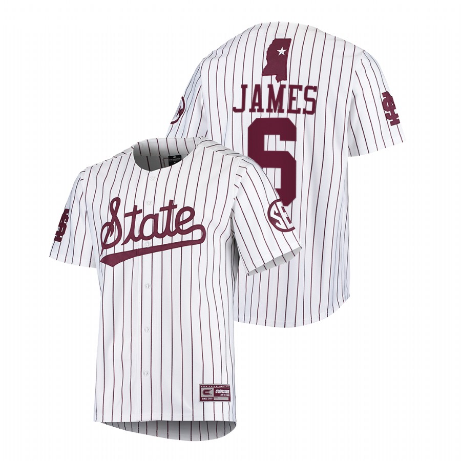 Mississippi State Bulldogs Kamren James Men White College Baseball Jersey