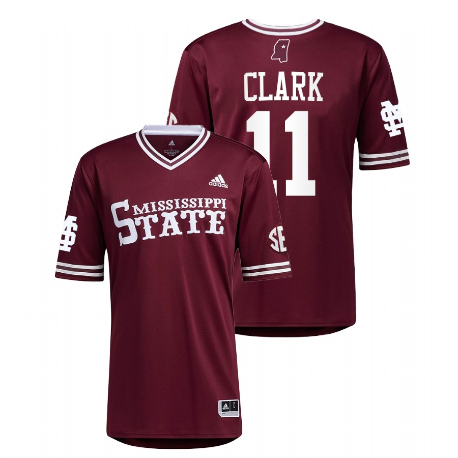 Mississippi State Bulldogs Kellum Clark Men Maroon College Baseball Jersey