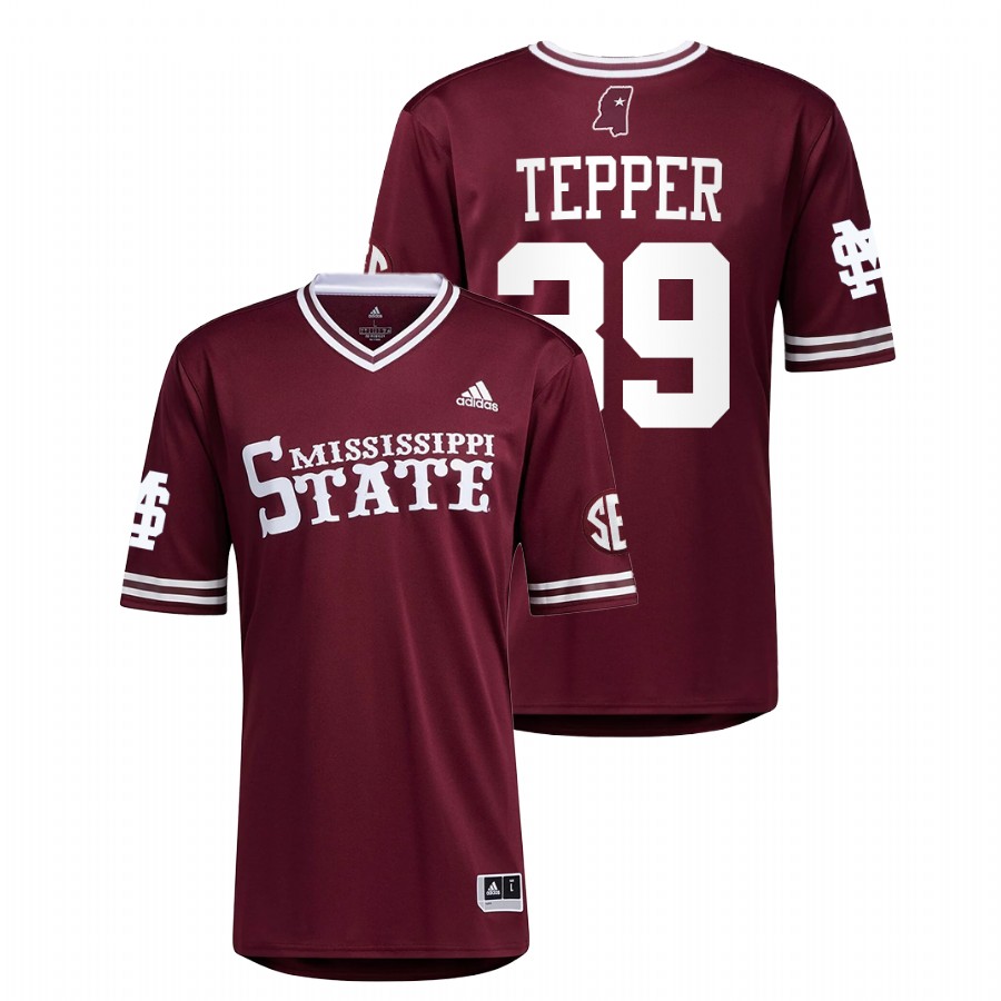 Mississippi State Bulldogs Mikey Tepper Men Maroon College Baseball Jersey