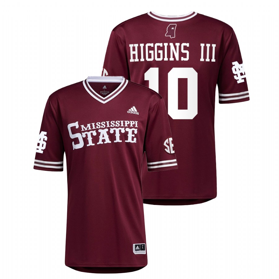 Mississippi State Bulldogs Revy Higgins III Men Maroon College Baseball Jersey
