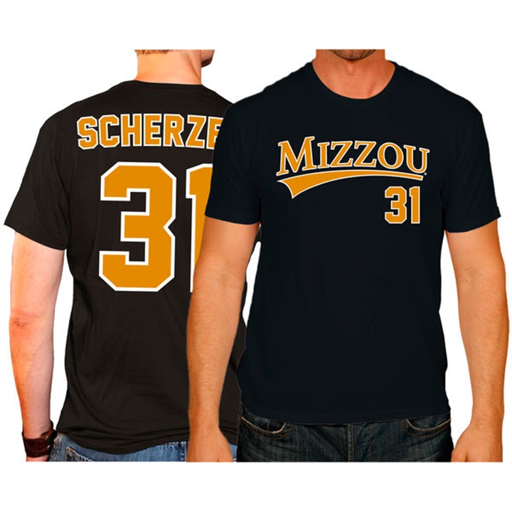 Missouri Tigers Black Max Scherzer College Baseball Player T-shirt