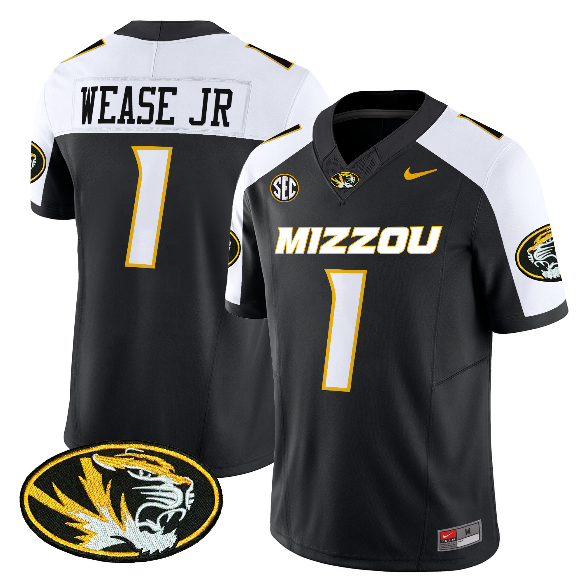 Missouri Tigers Vapor Limited Football Jersey – All Stitched #1 Theo Wease Jr.