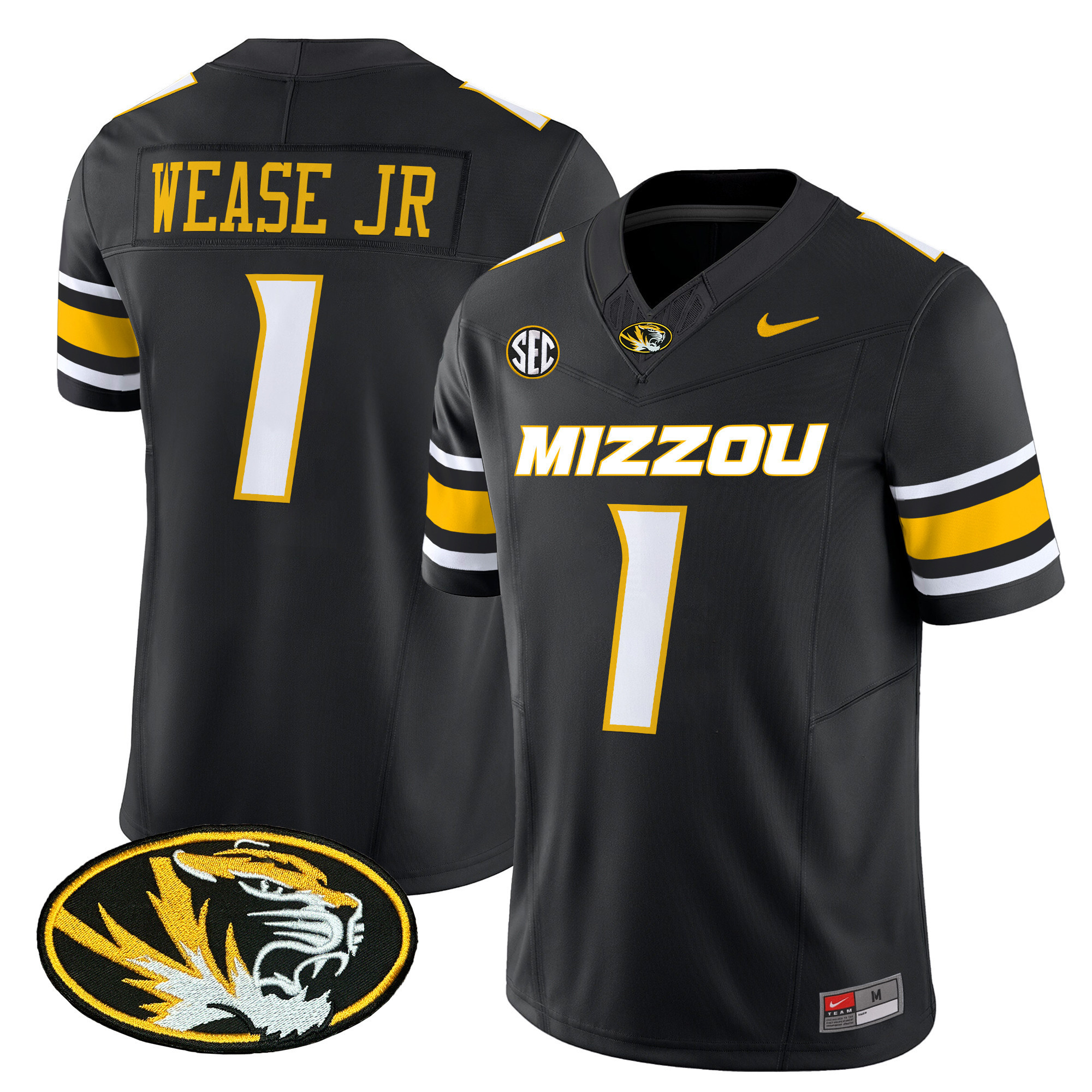 Missouri Tigers Vapor Limited Football Jersey – All Stitched  Black #1 Theo Wease Jr.