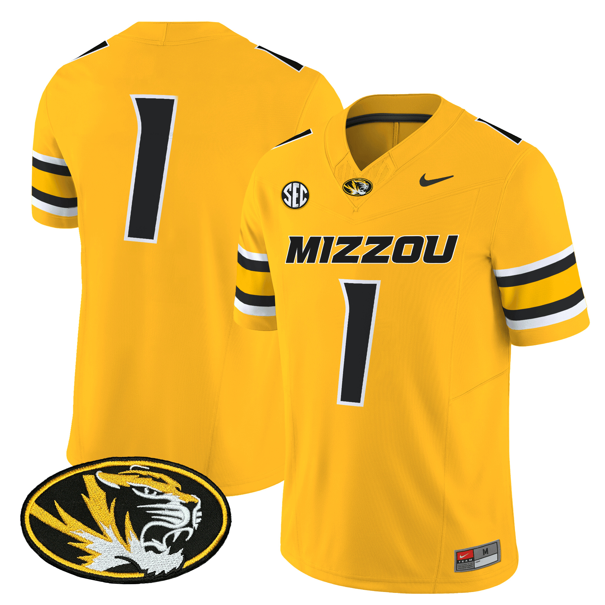 Missouri Tigers Vapor Limited Football Jersey – All Stitched  Gold #1 Team