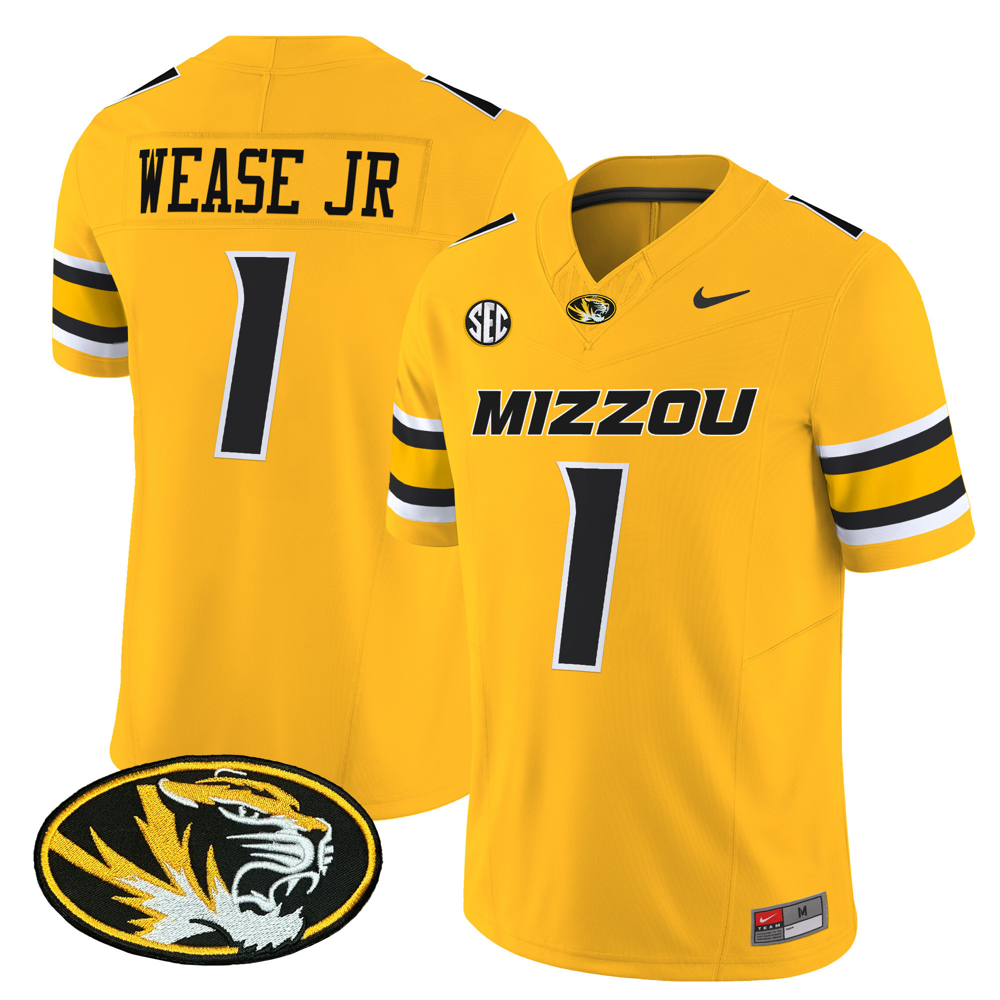 Missouri Tigers Vapor Limited Football Jersey – All Stitched  Gold #1 Theo Wease Jr.
