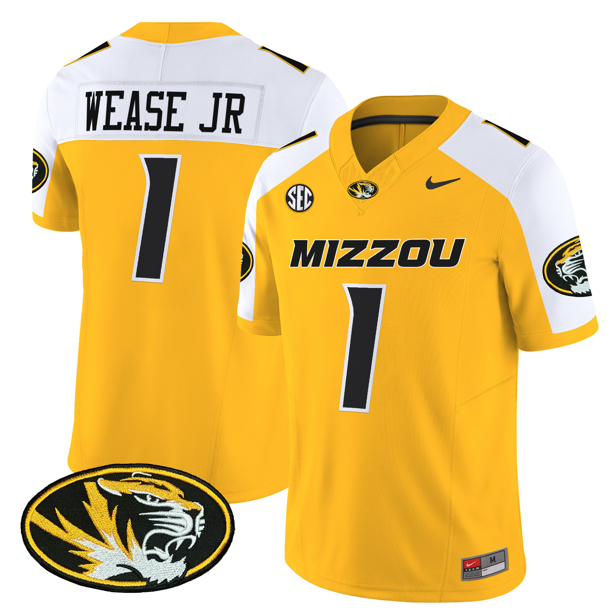 Missouri Tigers Vapor Limited Football Jersey – All Stitched  Gold Alternate #1 Theo Wease Jr.