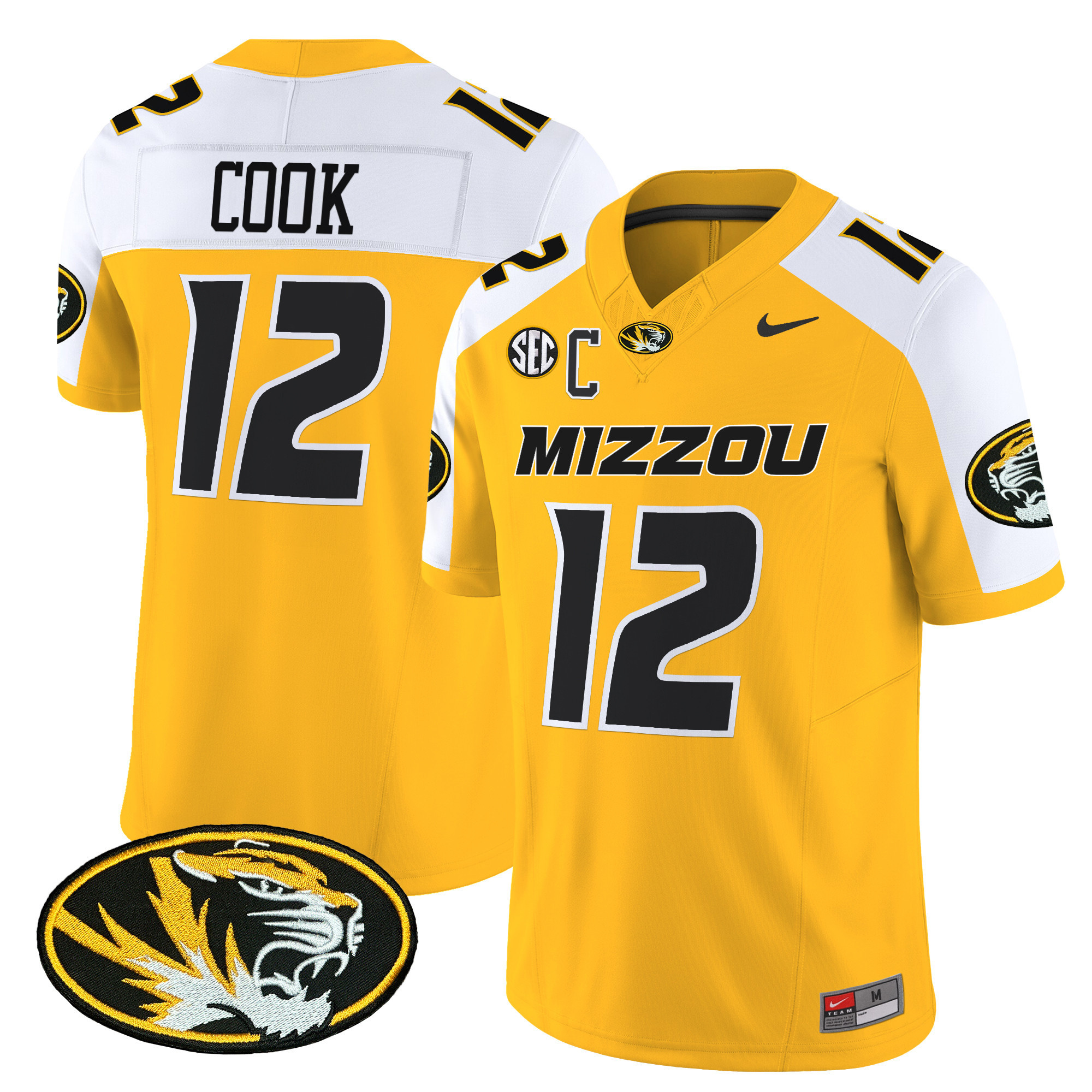 Missouri Tigers Vapor Limited Football Jersey – All Stitched  Gold Alternate #12 Brady Cook