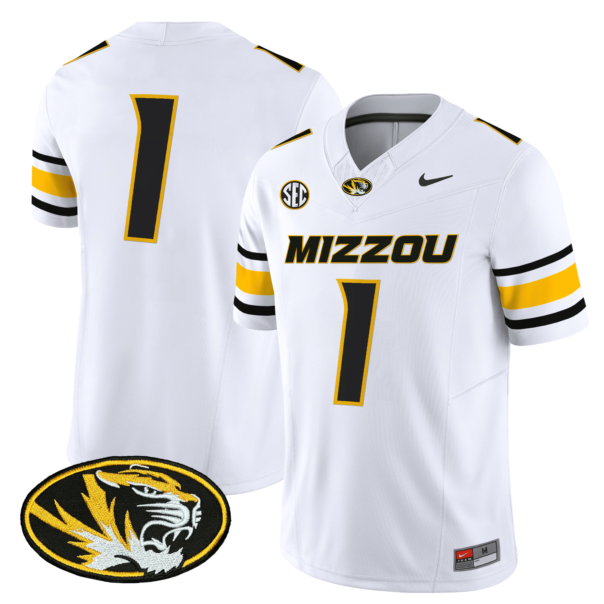 Missouri Tigers Vapor Limited Football Jersey – All Stitched  White #1 Team