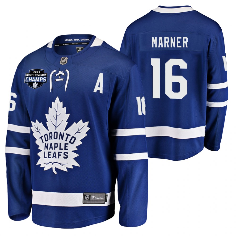 Mitch Marner Maple Leafs 2021 North Division Champions Blue Jersey No.1 seed