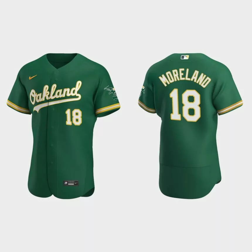 Mitch Moreland #18 Oakland Athletics Authentic Alternate Jersey – Kelly Green