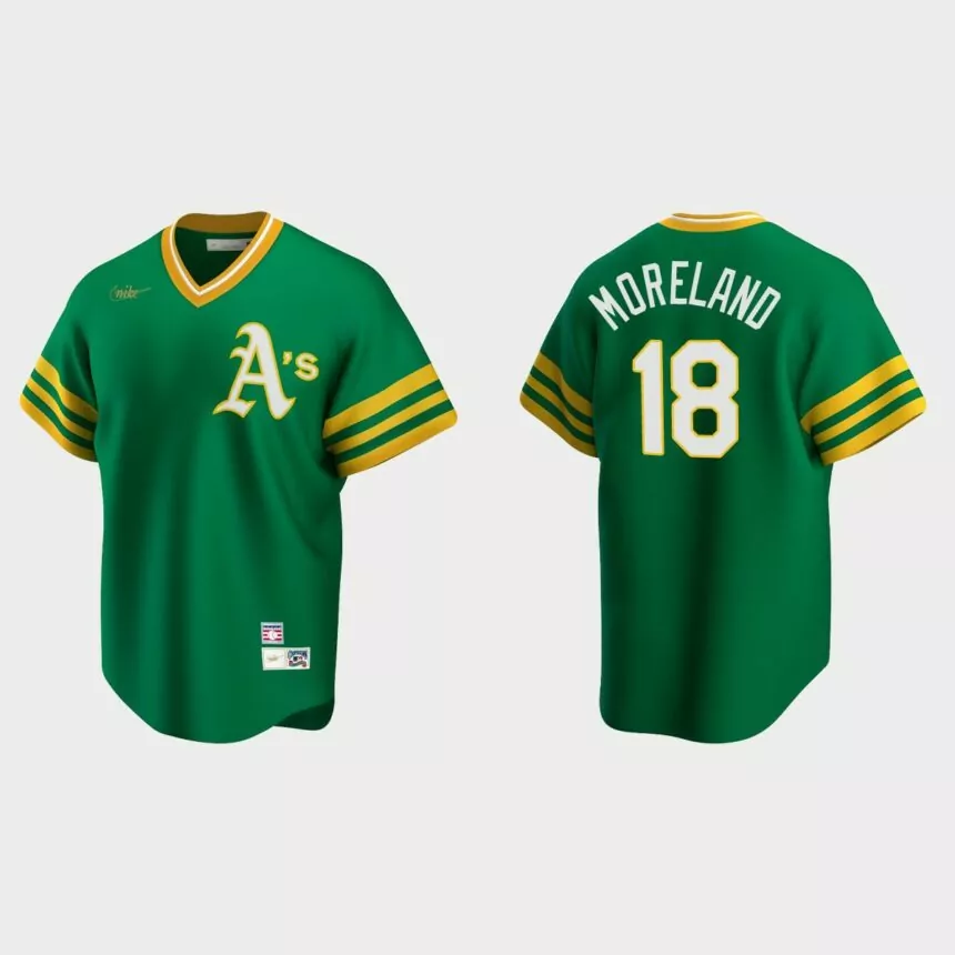 Mitch Moreland #18 Oakland Athletics Cooperstown Collection Road Jersey – Kelly Green