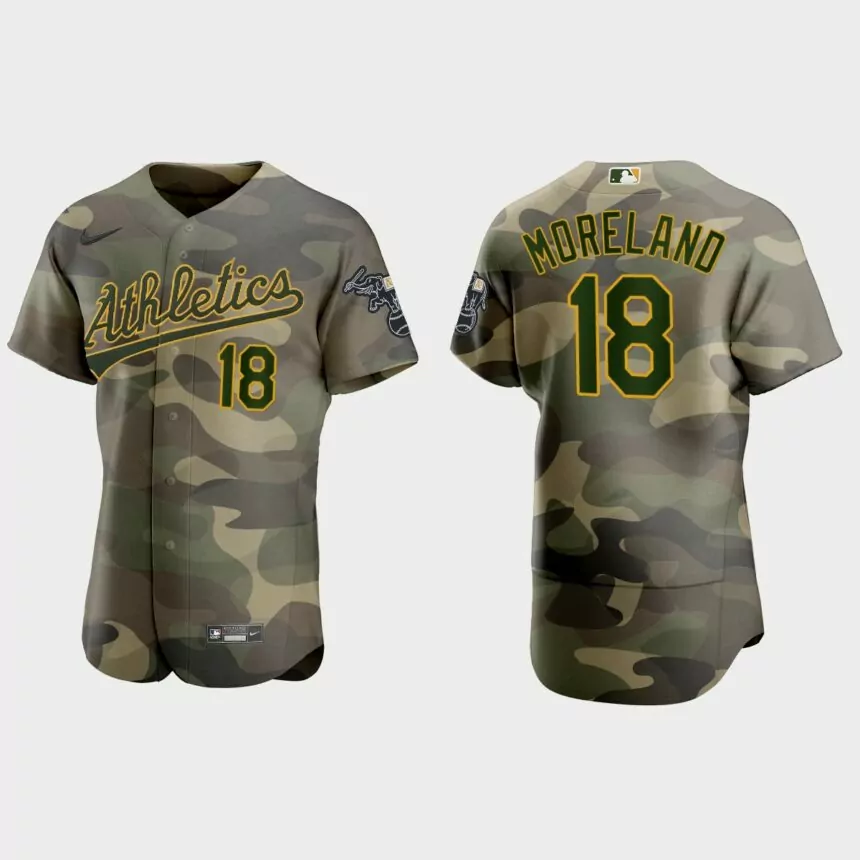 Mitch Moreland Oakland Athletics 2021 National Armed Forces Day Authentic Jersey – Camo