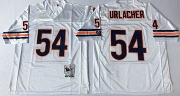 Mitchell&Ness Bears ##54 Brian Urlacher  White Small No. Throwback Stitched NFL Jersey
