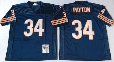 Mitchell&Ness Bears #34 Walter Payton Blue Small No. Throwback Stitched NFL Jersey