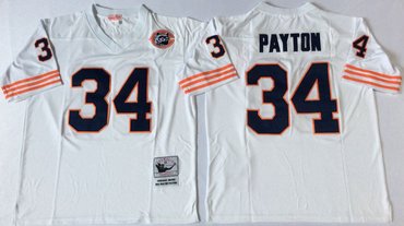 Mitchell&Ness Bears #34 Walter Payton White Throwback Stitched NFL Jersey