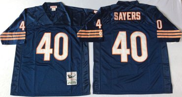 Mitchell&Ness Bears #40 Gale Sayers Navy Blue Throwback Men's Small No. Throwback Stitched NFL Jerseys