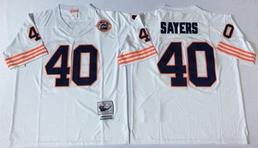 Mitchell&Ness Bears #40 Gale Sayers Throwback Men's  White Throwback Stitched NFL Jerseys