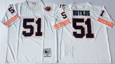 Mitchell&Ness Bears #51 Dick Butkus white Throwback Stitched NFL Jerseys