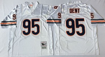 Mitchell&Ness Bears #95 Richard Dent  White Small No. Throwback Stitched NFL Jersey