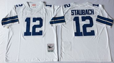 Mitchell&Ness cowboys #12 Roger Staubach white  Throwback Stitched NFL Jersey