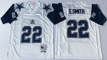 Mitchell&Ness cowboys #22 Emmitt Smith white Throwback Stitched NFL Jersey