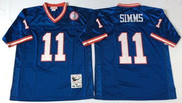 Mitchell&Ness giants #11 Phil Simms blue Throwback Stitched NFL Jerseys