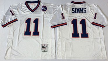 Mitchell&Ness giants #11 Phil Simms white Throwback Stitched NFL Jerseys