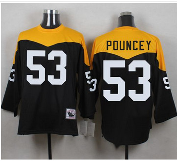 Mitchell And Ness 1967 Pittsburgh Steelers #53 Maurkice Pouncey Black Yelllow Throwback Men's Stitched NFL Jersey