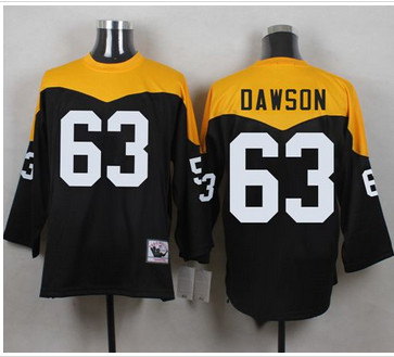 Mitchell And Ness 1967 Pittsburgh Steelers #63 Dermontti Dawson Black Yelllow Throwback Men's Stitched NFL Jersey