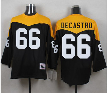 Mitchell And Ness 1967 Pittsburgh Steelers #66 David DeCastro Black Yelllow Throwback Men's Stitched NFL Jersey