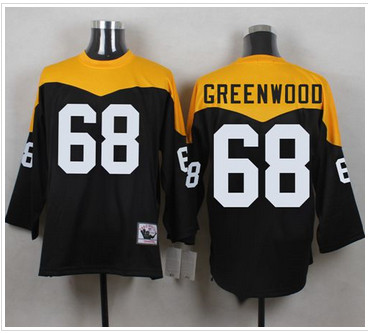 Mitchell And Ness 1967 Pittsburgh Steelers #68 L.C. Greenwood Black Yelllow Throwback Men's Stitched NFL Jersey