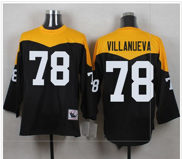 Mitchell And Ness 1967 Pittsburgh Steelers #78 Alejandro Villanueva Black Yelllow Throwback Men's Stitched NFL Jersey