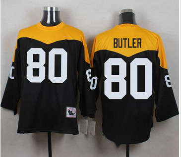 Mitchell And Ness 1967 Pittsburgh Steelers #80 Jack Butler Black Yelllow Throwback Men's Stitched NFL Jersey