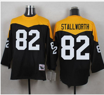 Mitchell And Ness 1967 Pittsburgh Steelers #82 John Stallworth Black Yelllow Throwback Men's Stitched NFL Jersey