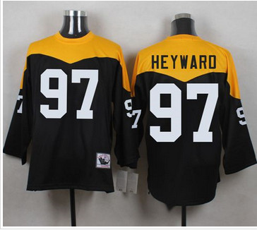 Mitchell And Ness 1967 Pittsburgh Steelers #97 Cameron Heyward Black Yelllow Throwback Men's Stitched NFL Jersey
