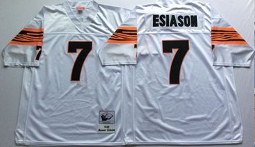 Mitchell And Ness Bengals #7 Boomer Esiason White Throwback Stitched NFL Jersey