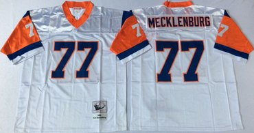 Mitchell And Ness Broncos  #77 Karl Mecklenburg Men's  white Throwback Stitched NFL Jersey