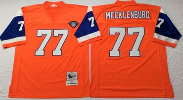Mitchell And Ness Broncos  #77 Karl Mecklenburg Orange Men's  Throwback Stitched NFL Jersey