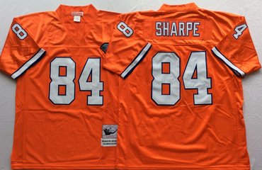 Mitchell And Ness Broncos  #84 Shannon Sharpe Orange Throwback Throwback Stitched NFL Jersey
