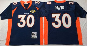 Mitchell And Ness Broncos # 30 terrell davis blue orange Throwback Stitched NFL Jersey